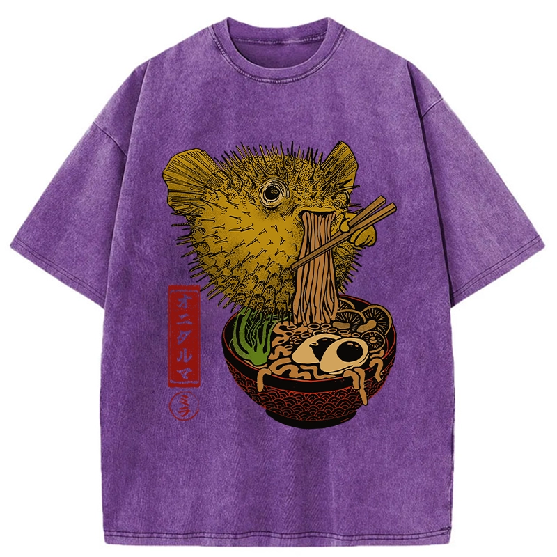 Tokyo-Tiger Ramen Lover Fugu Washed T-Shirt