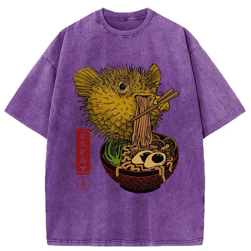 Tokyo-Tiger Ramen Lover Fugu Washed T-Shirt Sale