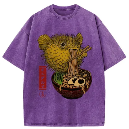 Tokyo-Tiger Ramen Lover Fugu Washed T-Shirt