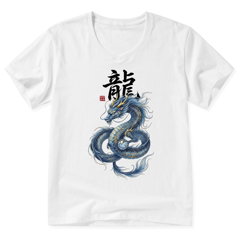 Tokyo-Tiger Mythic Blue Dragon V-Neck Classic T-Shirt