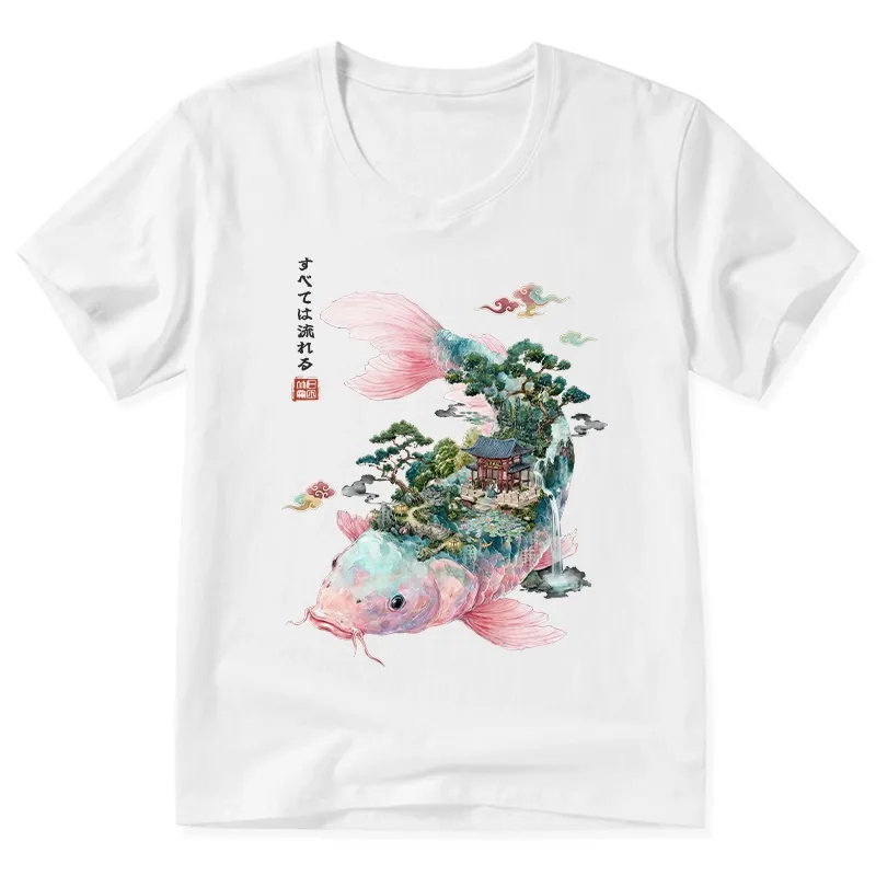 Tokyo-Tiger  Journey Of The Flowing Koi V-Neck Classic T-Shirt