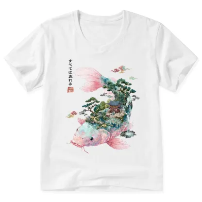 Tokyo-Tiger  Journey Of The Flowing Koi V-Neck Classic T-Shirt