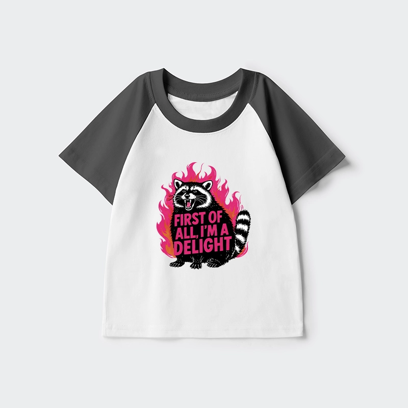 Tokyo-Tiger Angry Raccoon Funny Kids Raglan T-shirt