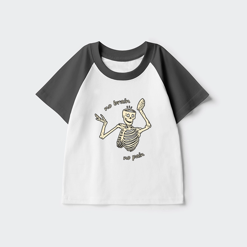 Tokyo-Tiger Skeletons Feel No Pain Kids Raglan T-shirt