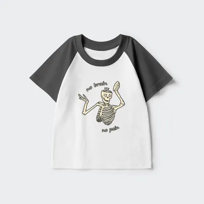 Tokyo-Tiger Skeletons Feel No Pain Kids Raglan T-shirt