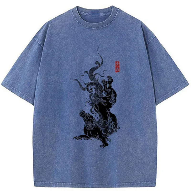 Tokyo-Tiger Japanese Mythical Beasts Washed T-Shirt
