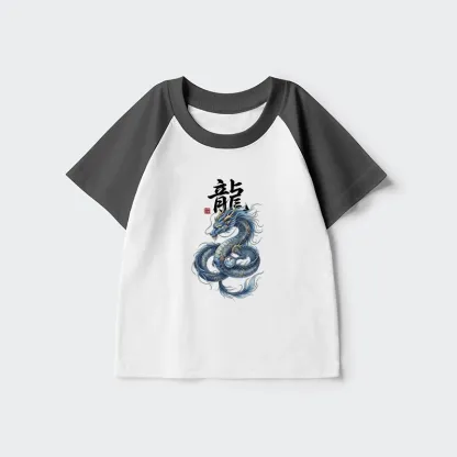 Tokyo-Tiger Mythic Blue Dragon Kids Raglan T-shirt