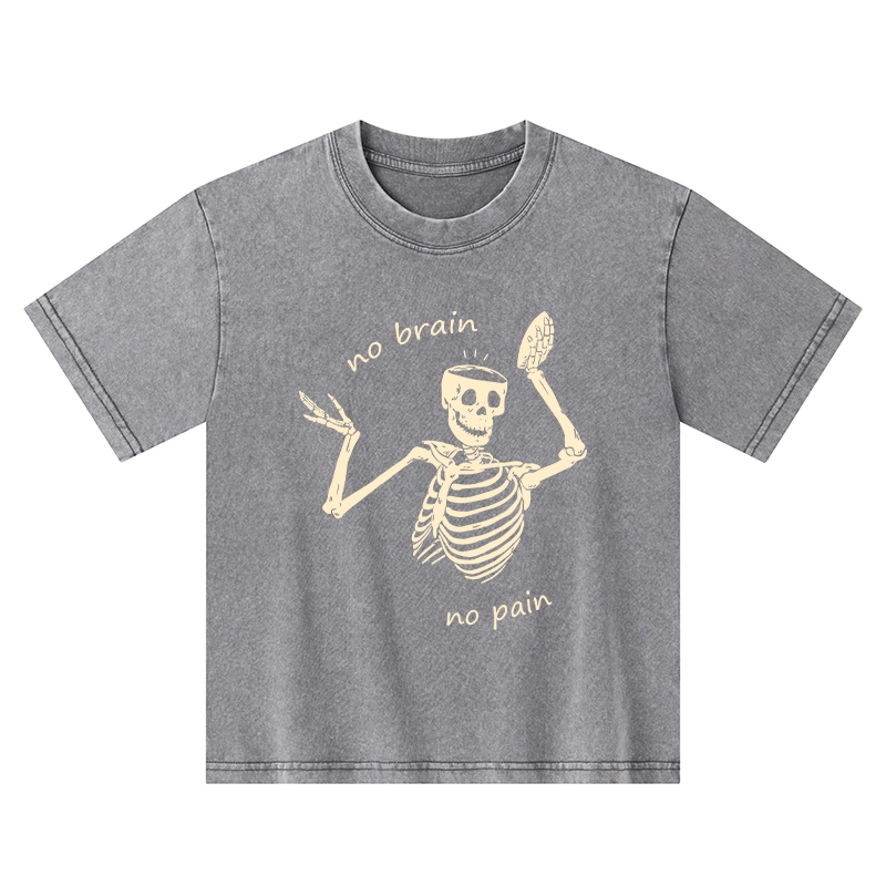 Tokyo-Tiger Skeletons Feel No Pain Kids Washed T-Shirt