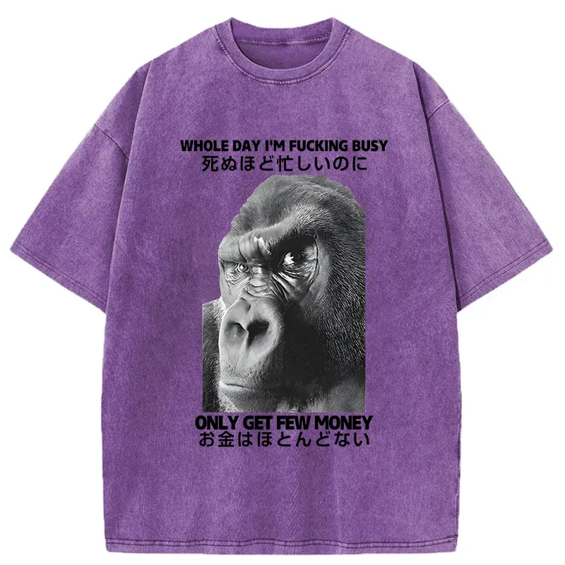 Tokyo-Tiger Making Money Gorilla Funny Washed T-Shirt