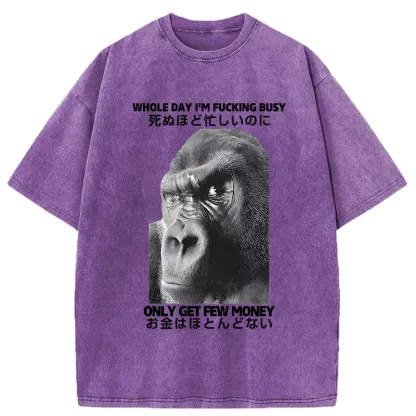 Tokyo-Tiger Making Money Gorilla Funny Washed T-Shirt