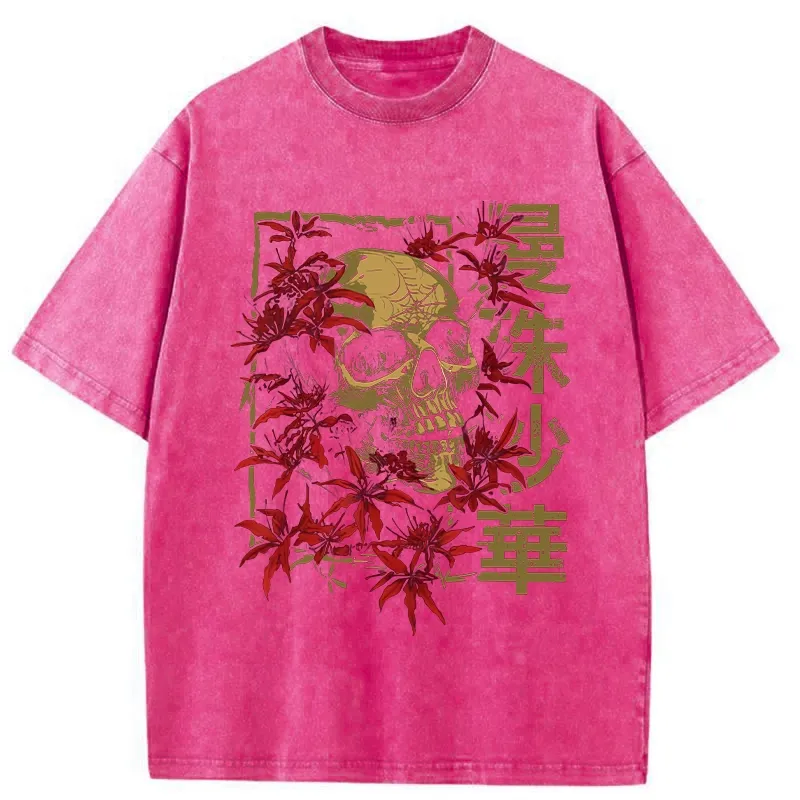 Tokyo-Tiger Skull in Lycoris Washed T-Shirt