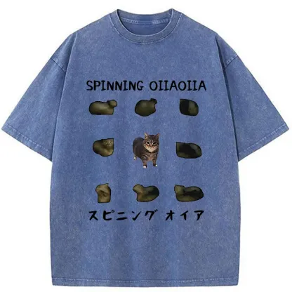 Tokyo-Tiger OIIAOIIA Funny Cat Washed T-Shirt