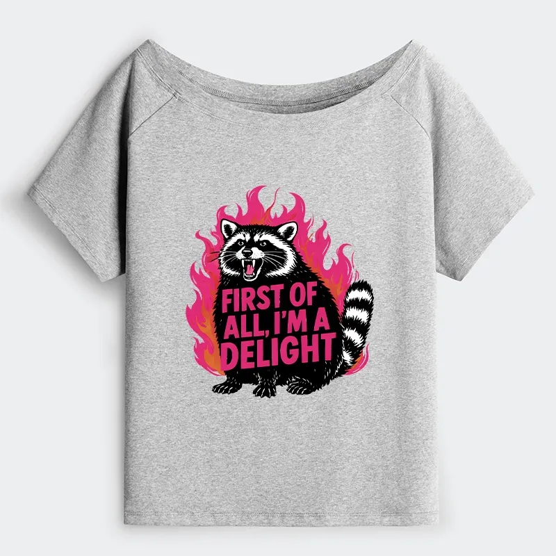 Tokyo-Tiger Angry Raccoon Funny Off Shoulder T-Shirt