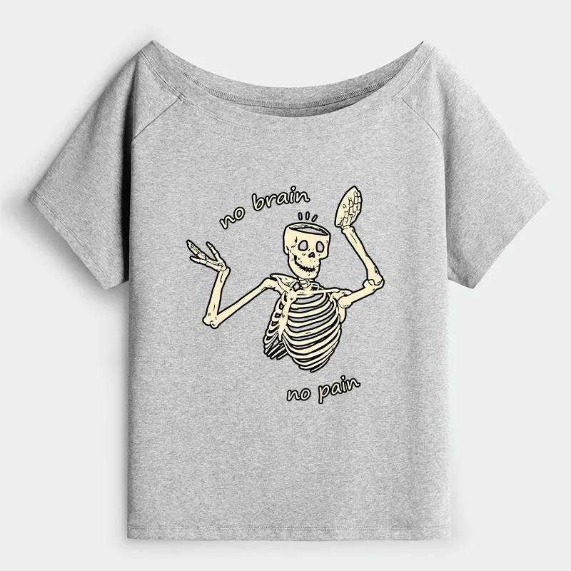 Tokyo-Tiger Skeletons Feel No Pain Off Shoulder T-Shirt