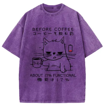 Tokyo-Tiger Before Coffee About 17% Functional Washed T-Shirt