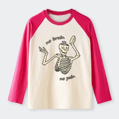 Tokyo-Tiger Skeletons Feel No Pain Raglan Long Sleeve T-shirt