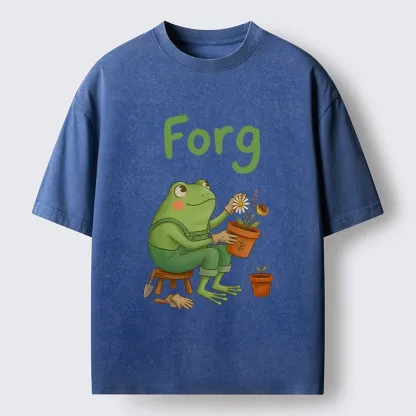 Tokyo-Tiger Cute Frog Gardening Meme Washed T-Shirt