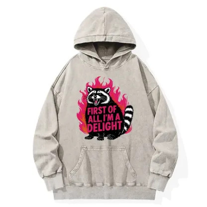 Tokyo-Tiger Angry Raccoon Funny Cat Washed Hoodie