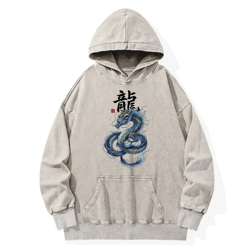 Tokyo-Tiger Mythic Blue Dragon Washed Hoodie