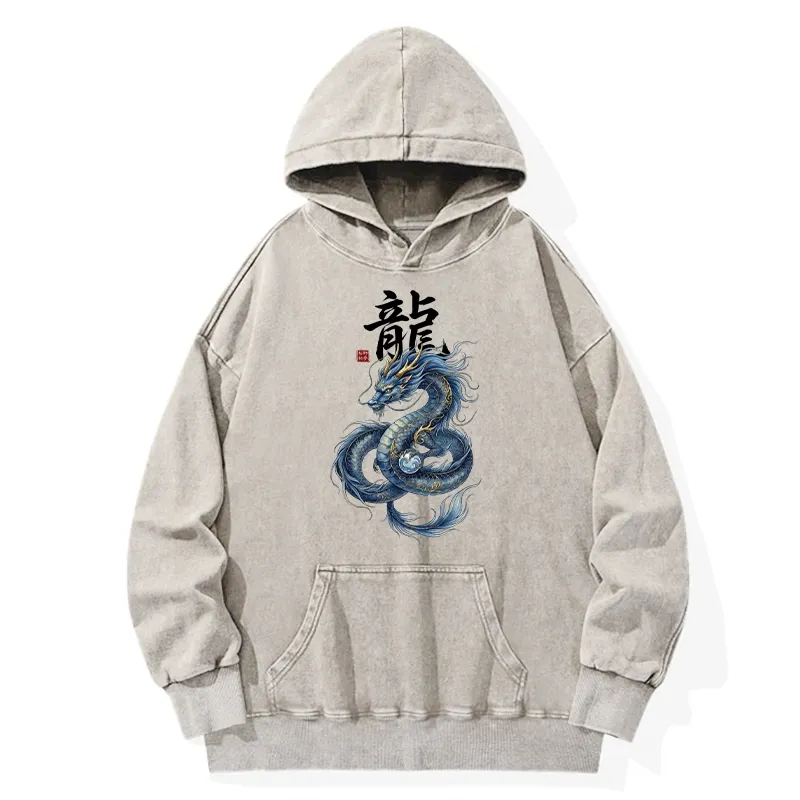 Tokyo-Tiger Mythic Blue Dragon Washed Hoodie Sale