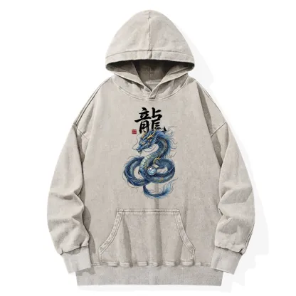 Tokyo-Tiger Mythic Blue Dragon Washed Hoodie