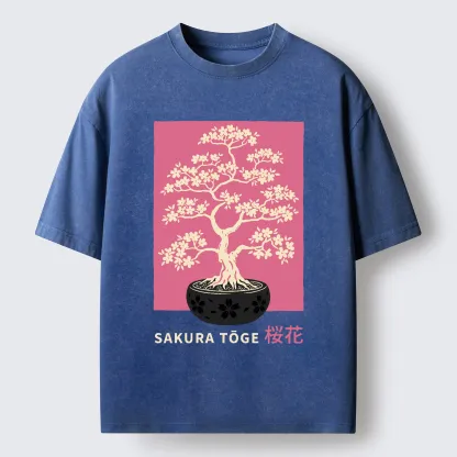 Tokyo-Tiger Sakura Bonsai Washed T-Shirt