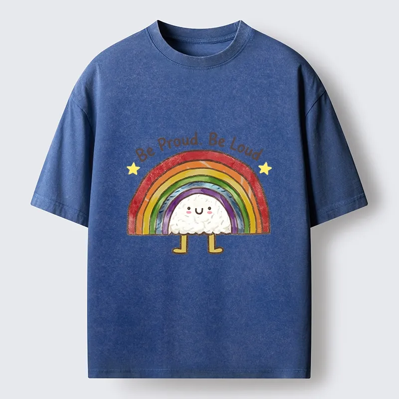 Tokyo-Tiger Rainbow Rice Ball Pride Art Washed T-Shirt