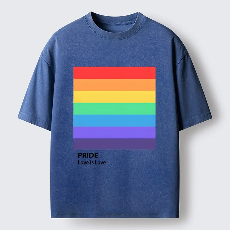 Tokyo-Tiger Pride Month Rainbow Flag Art Washed T-Shirt