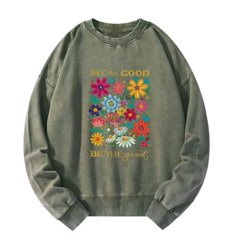 Tokyo-Tiger Flower：See The Good Be The Good Washed Sweatshirt
