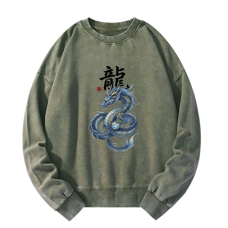 Tokyo-Tiger Mythic Blue Dragon Washed Sweatshirt