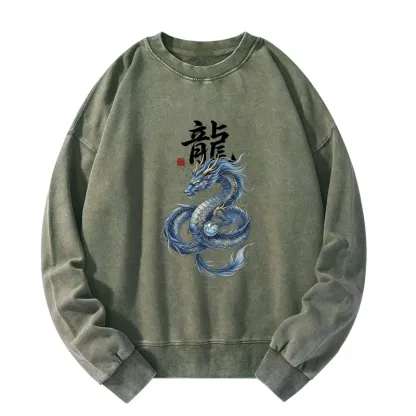Tokyo-Tiger Mythic Blue Dragon Washed Sweatshirt