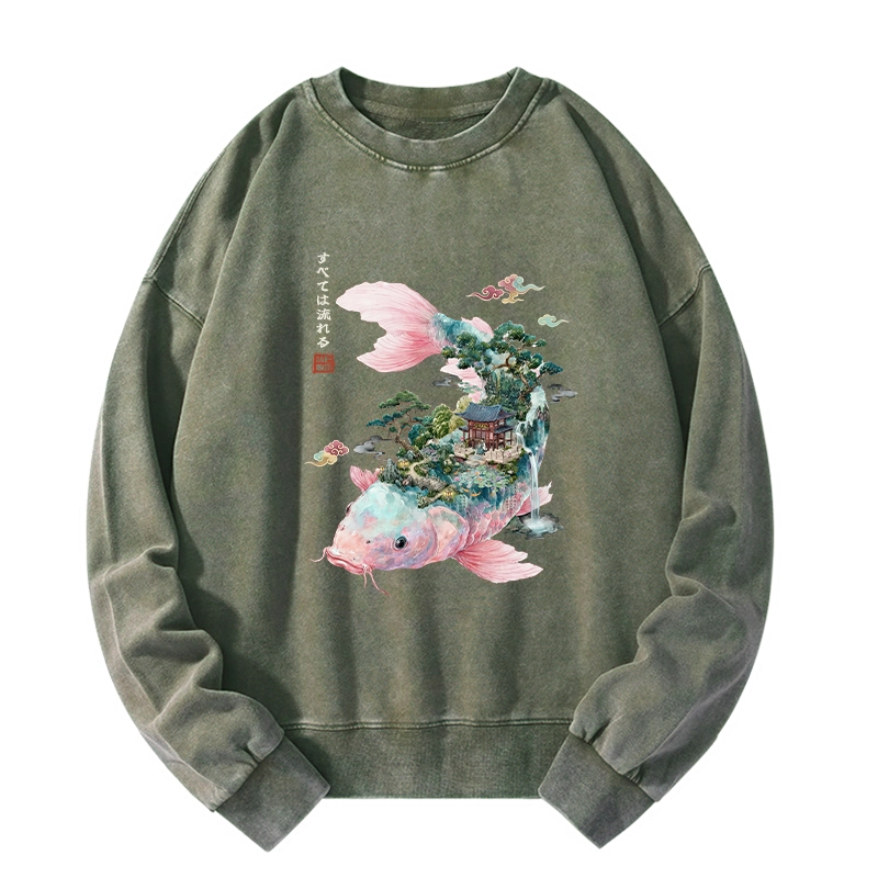Tokyo-Tiger Journey Of The Flowing Koi Washed Sweatshirt