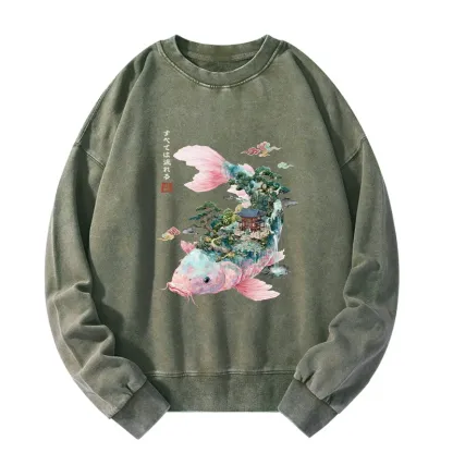 Tokyo-Tiger Journey Of The Flowing Koi Washed Sweatshirt