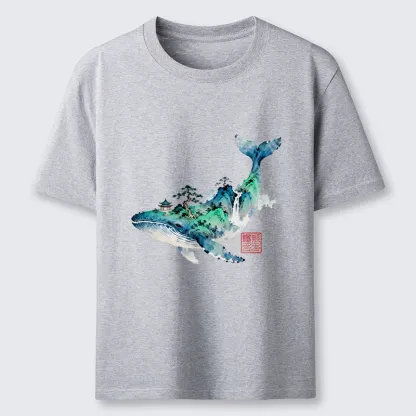 Tokyo-Tiger Whale Ink Painting Landscape Classic T-Shirt