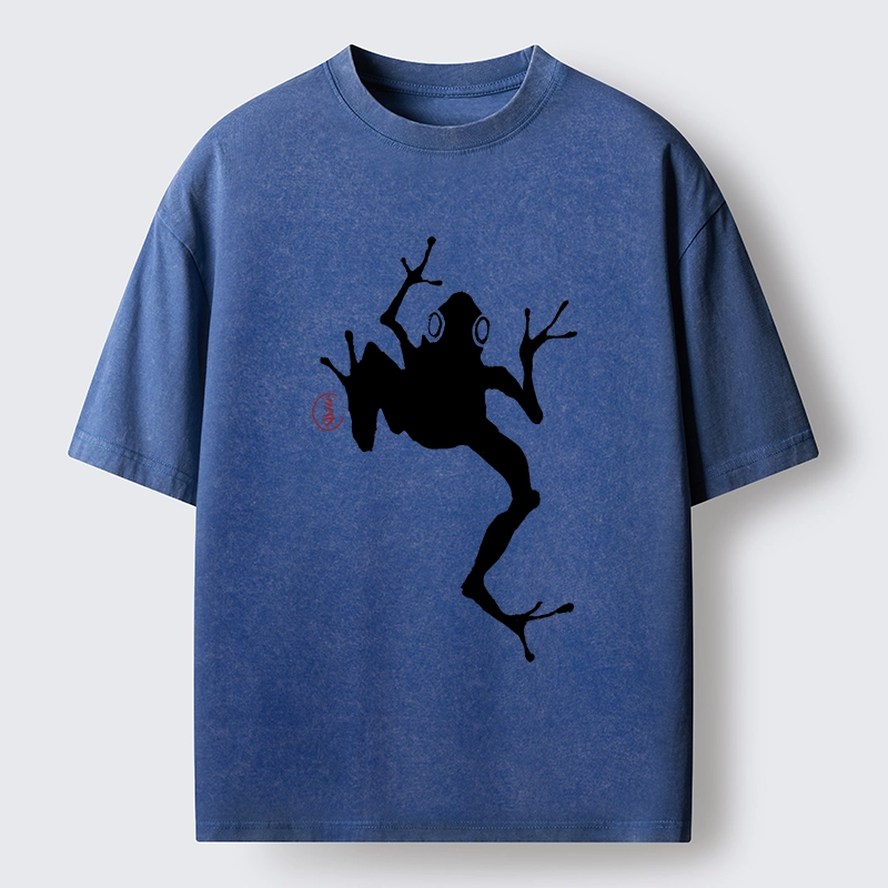 Tokyo-Tiger Japanese Frog Ink Wash Washed T-Shirt