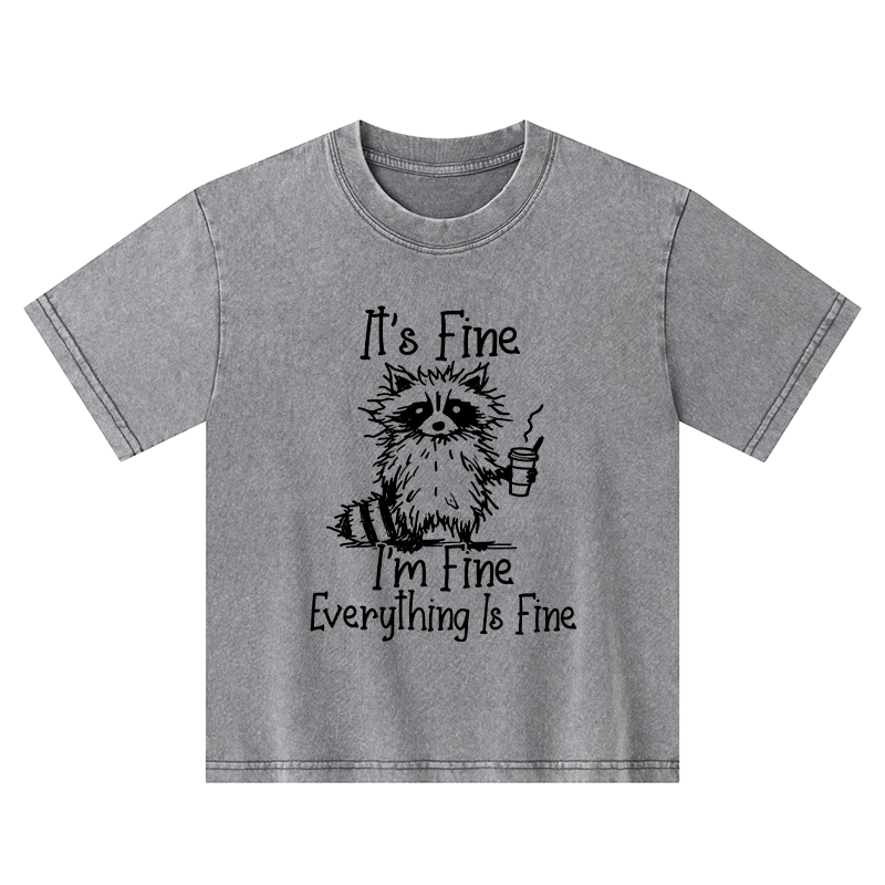 Tokyo-Tiger Raccoon Fine Meme Kids Washed T-Shirt