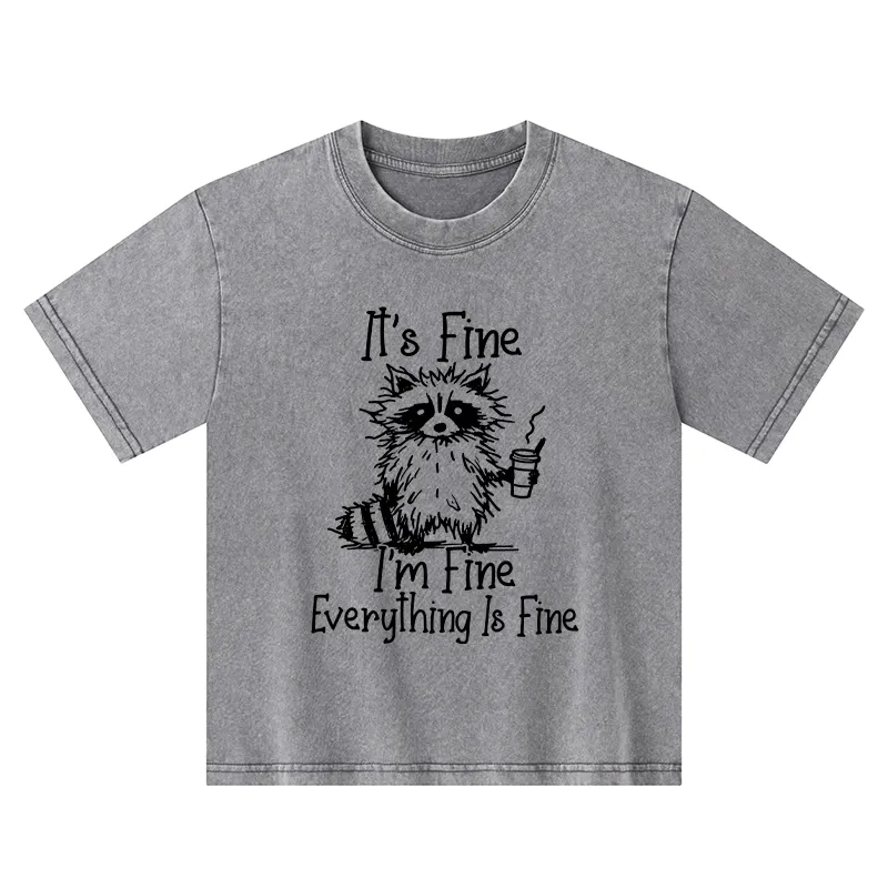 Tokyo-Tiger Raccoon Fine Meme Kids Washed T-Shirt