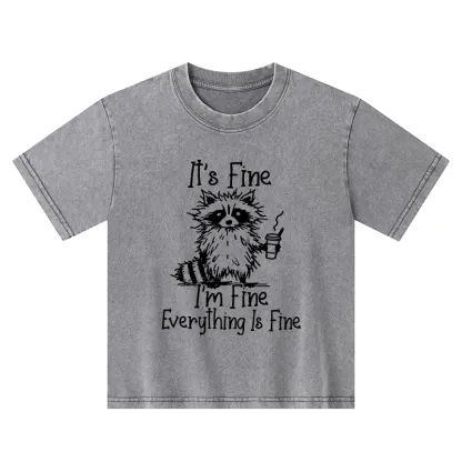 Tokyo-Tiger Raccoon Fine Meme Kids Washed T-Shirt