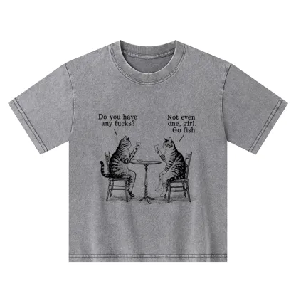 Tokyo-Tiger Cat Poker Night Kids Washed T-Shirt