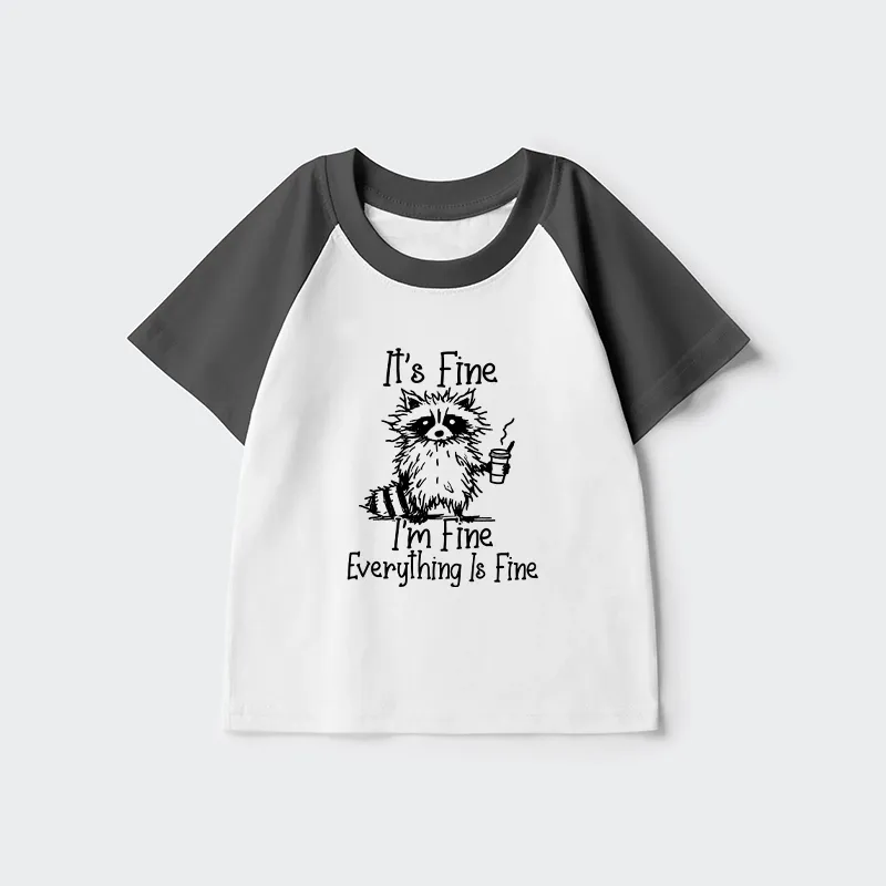 Tokyo-Tiger Raccoon Fine Meme Kids Raglan T-shirt