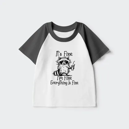 Tokyo-Tiger Raccoon Fine Meme Kids Raglan T-shirt