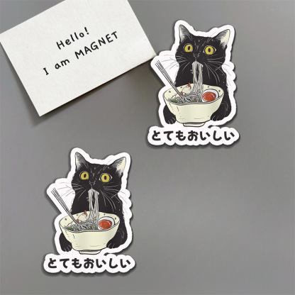 Tokyo-Tiger Cats Eat Ramen Noodles Fridge Magnet