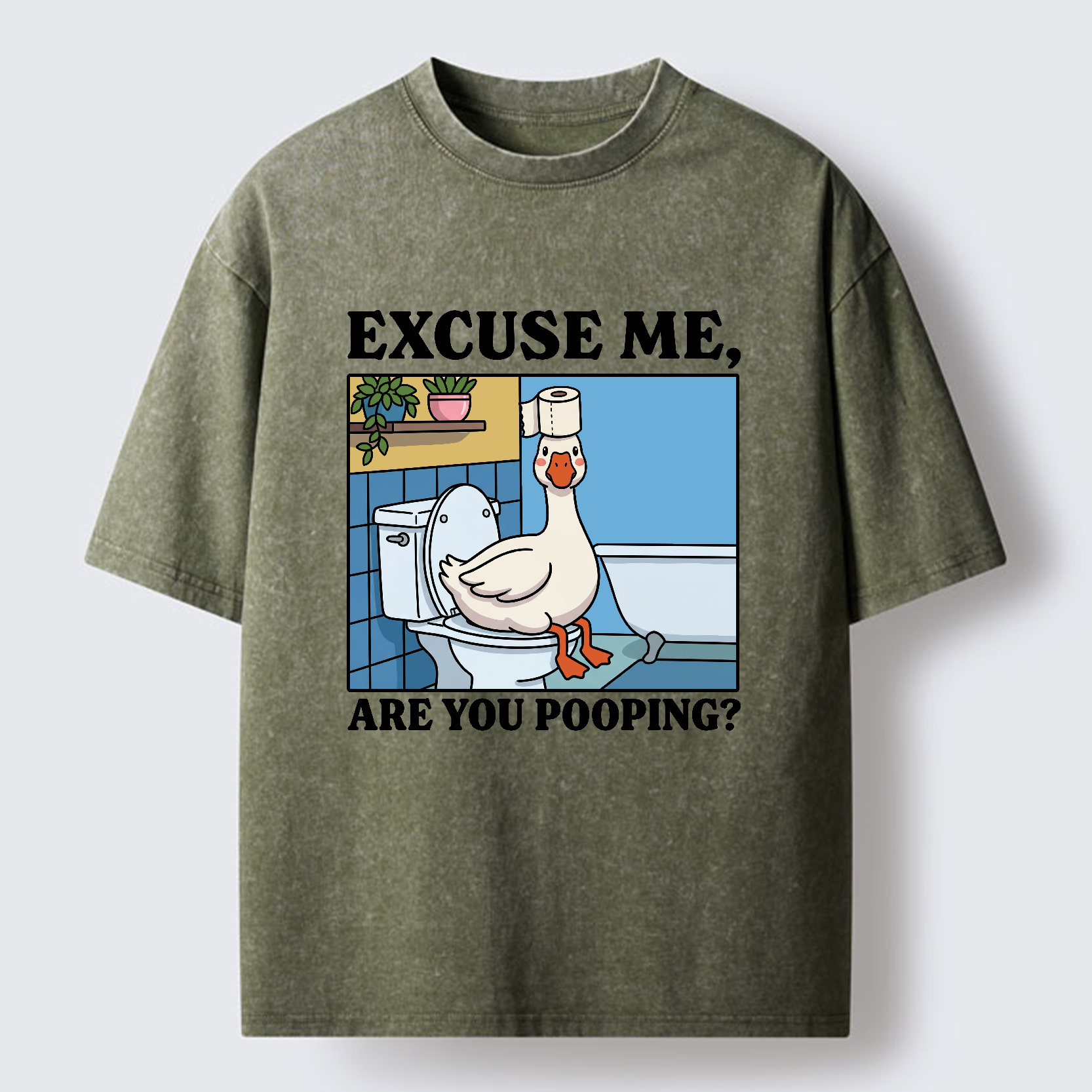 Tokyo-Tiger Are You Pooping Funny Washed T-Shirt