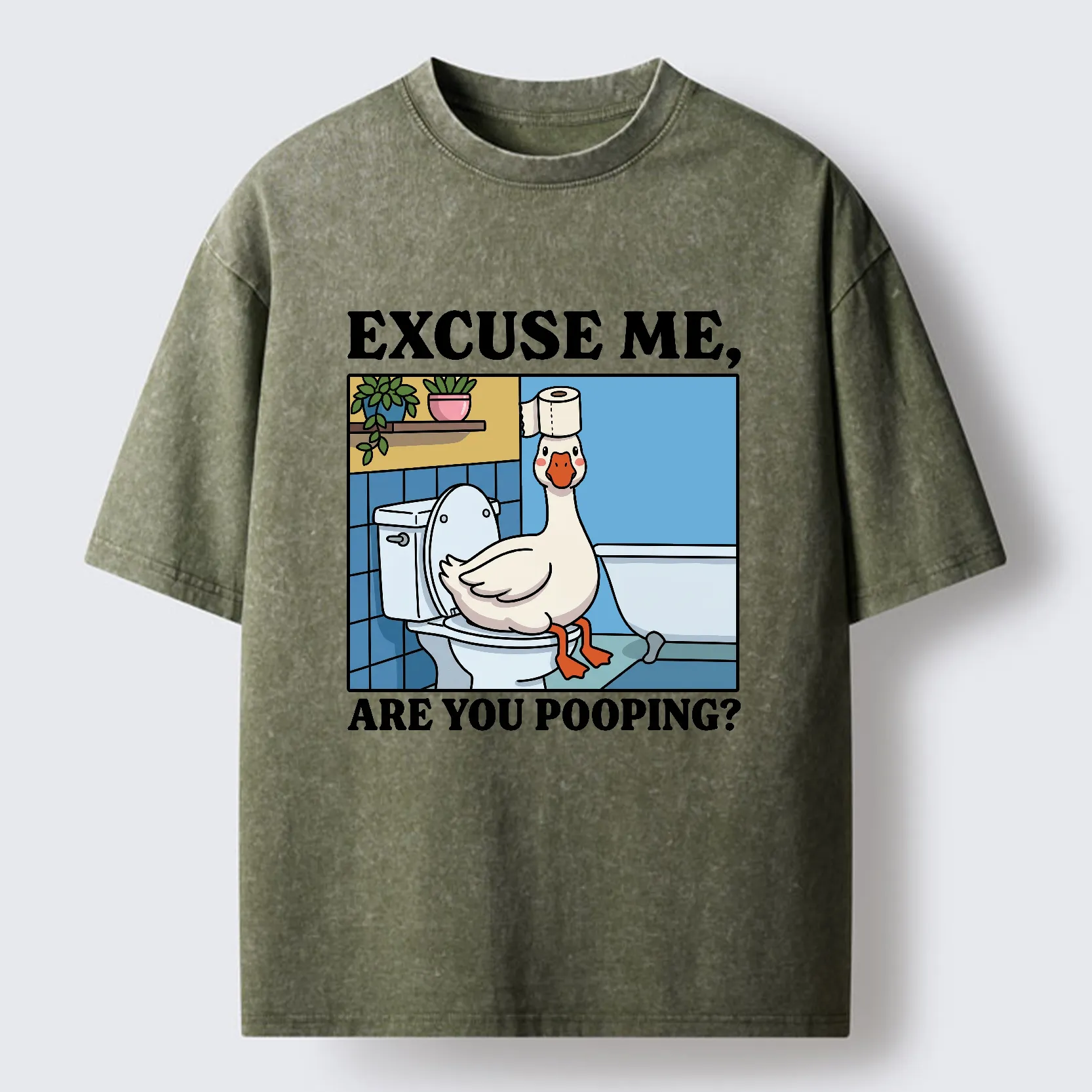 Tokyo-Tiger Are You Pooping Funny Washed T-Shirt