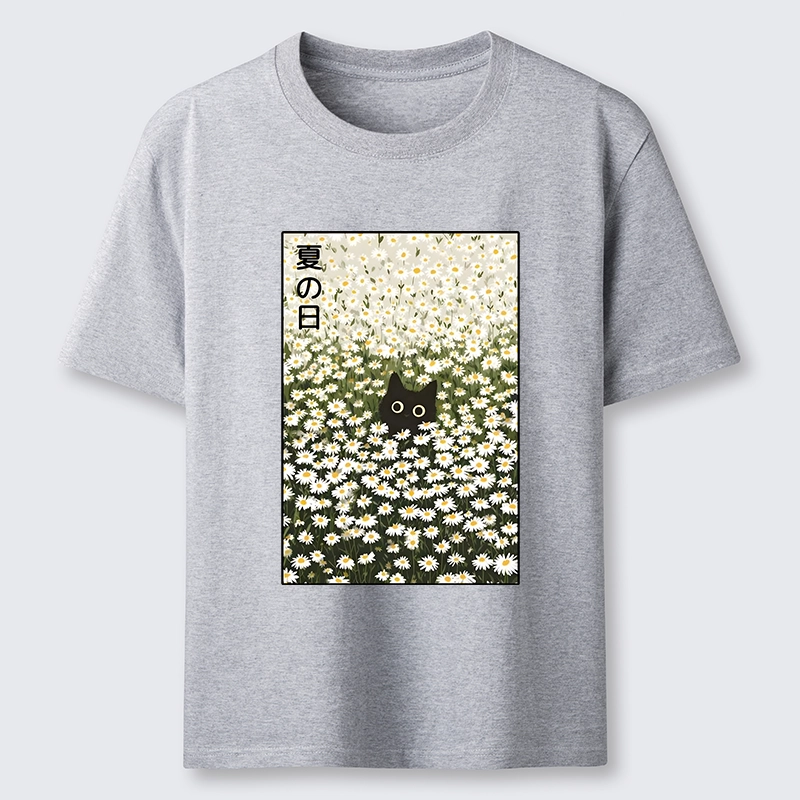 Tokyo-Tiger Summer Day Daisies Black Cat Classic T-Shirt