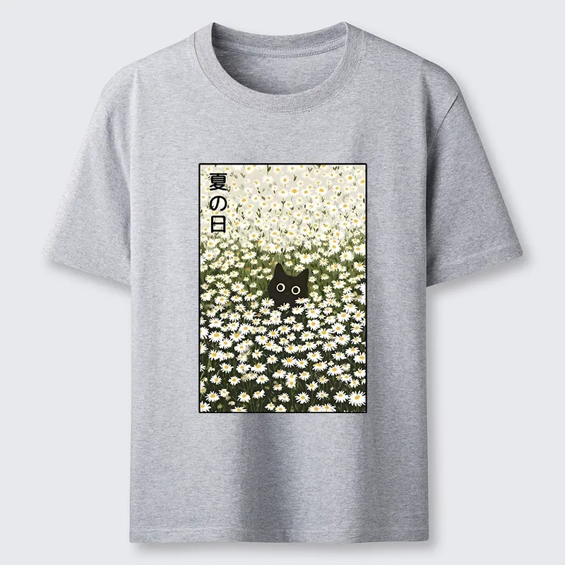 Tokyo-Tiger Summer Day Daisies Black Cat Classic T-Shirt