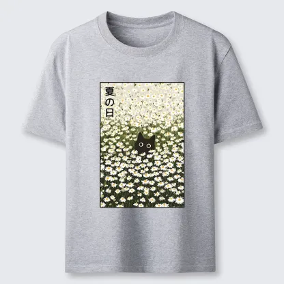 Tokyo-Tiger Summer Day Daisies Black Cat Classic T-Shirt