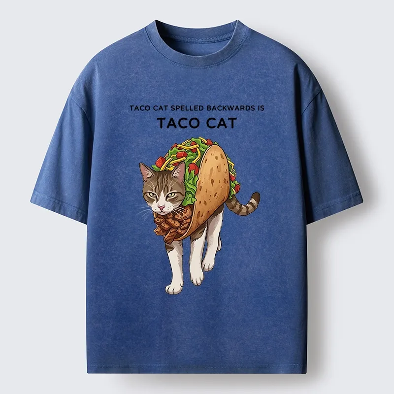 Tokyo-Tiger Cat In A Taco Shell Washed T-Shirt