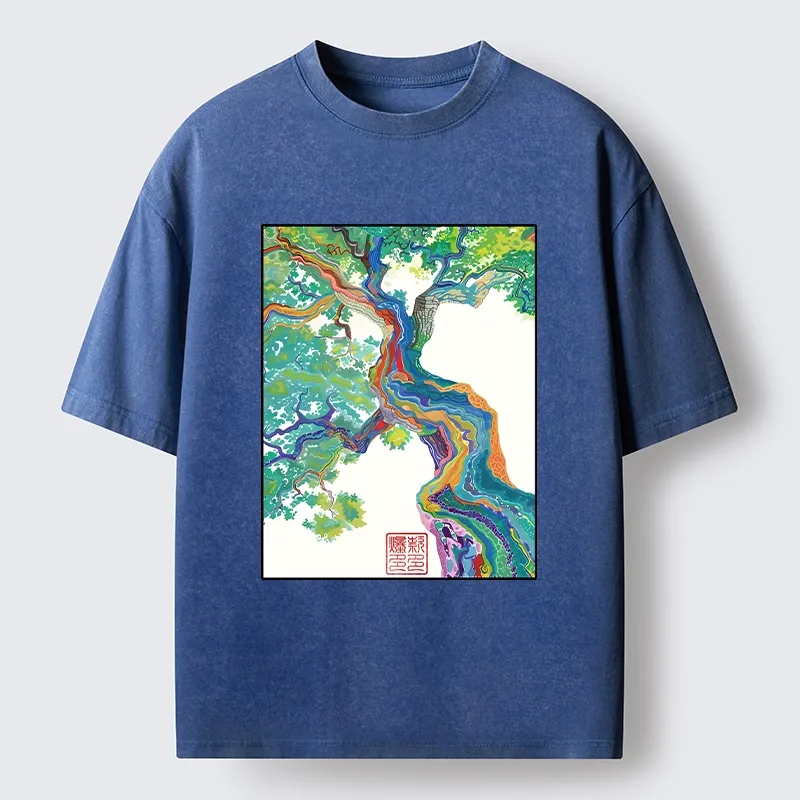 Tokyo-Tiger Colorful Magic Tree Washed T-Shirt