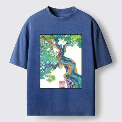 Tokyo-Tiger Colorful Magic Tree Washed T-Shirt